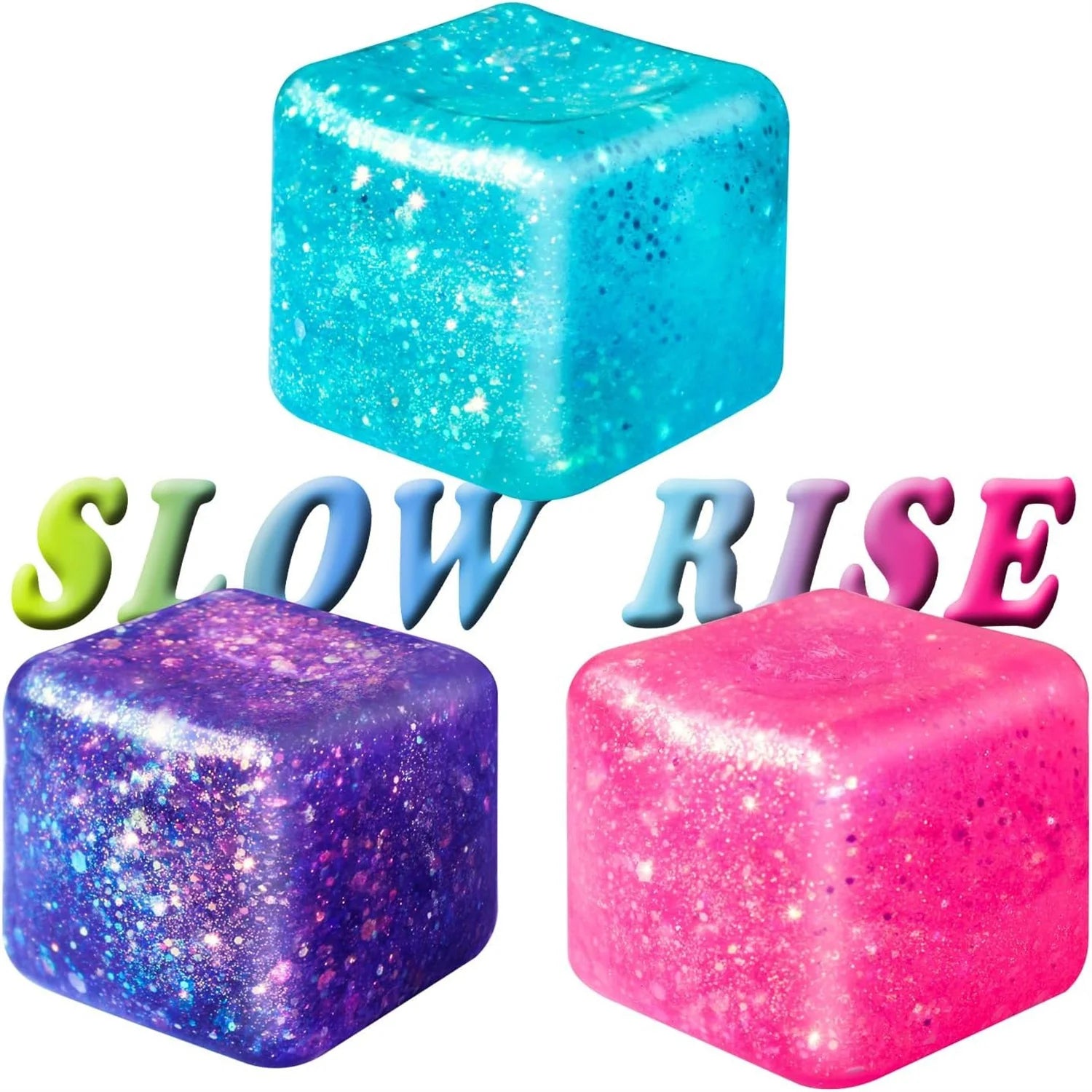 Slow Rise Glitter Stress Cube